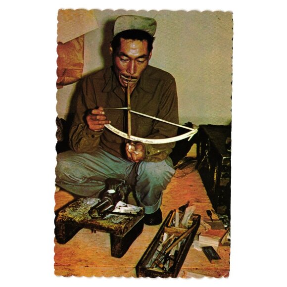 Vintage Little Diomede Eskimo Postcard Carving Mouth Drill Joachim Ries Tourism - Picture 1 of 2